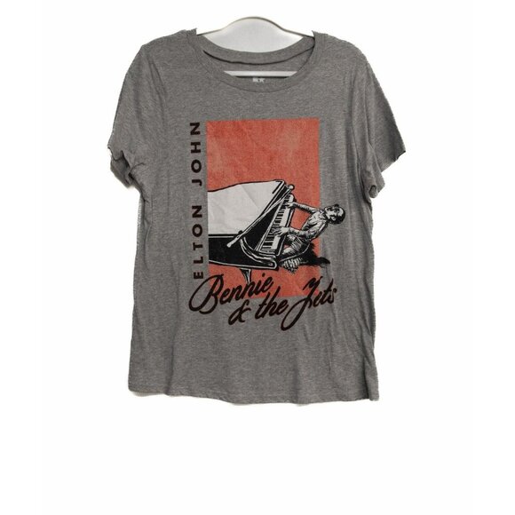 Elton John Bennie & The Jets Mens Light Gray T-Shirt Graphic Print Size XL - Picture 2 of 8